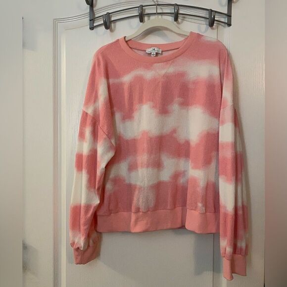 Urban Daizy light-weight sweatshirt women's Large pink white athleisure Boho EUC - Picture 1 of 9